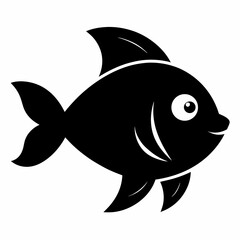 Fototapeta premium Pebbles cute fish black silhouette on white Background