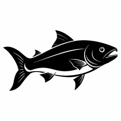Salmon fish silhouette vector illustration on white Background