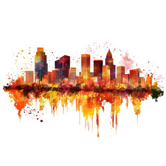 Fototapeta premium Arizona phoenix city skyline, Phoenix city skyline featuring modern skyscrapers against a clear blue sky, isolated on transparent background