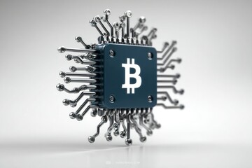 Bitcoin Symbol Integrated with Circuit Board and Tools Representing Cryptocurrency Technology