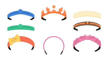 Naklejka premium Collection of headband with different shapes and color vector illustration isolated on white background