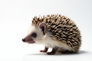Obraz premium A single hedgehog against a stark white backdrop, spiny, one