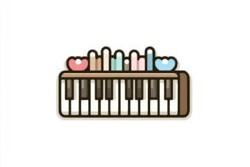 Colorful Keyboard with Heart Decorations A Cute and Playful Musical Instrument Design for Kids