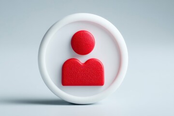 User Icon with Red Circle and Heart Shape on White Background for Design Websites and Applica