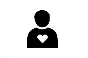 Silhouette of a Person with Heart Symbol Icon for Love Care and Empathy in Design and Commun