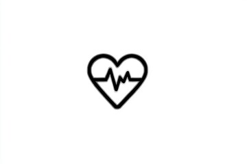Heartbeat Icon with EKG Line Medical and Health Symbol for Design and Illustration