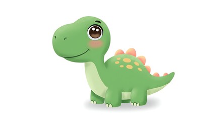 Fototapeta premium A Cute Green Dinosaur Smiling Happily