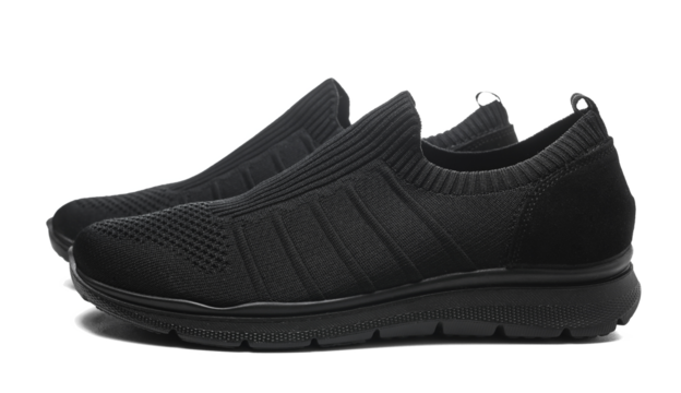 new light, flexible, anatomic black shoes, isolated on white background