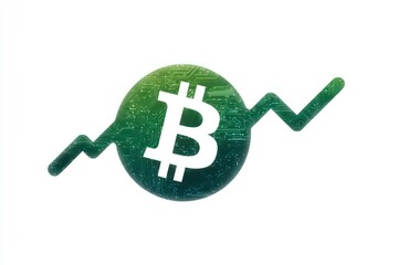 Cryptocurrency Symbol with Circuit Board Design and Growth Chart Digital Finance Concept Bloc