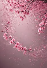 Obraz premium Abstract pink sakura petals swirl, ethereal background, soft, serenity, soft focus