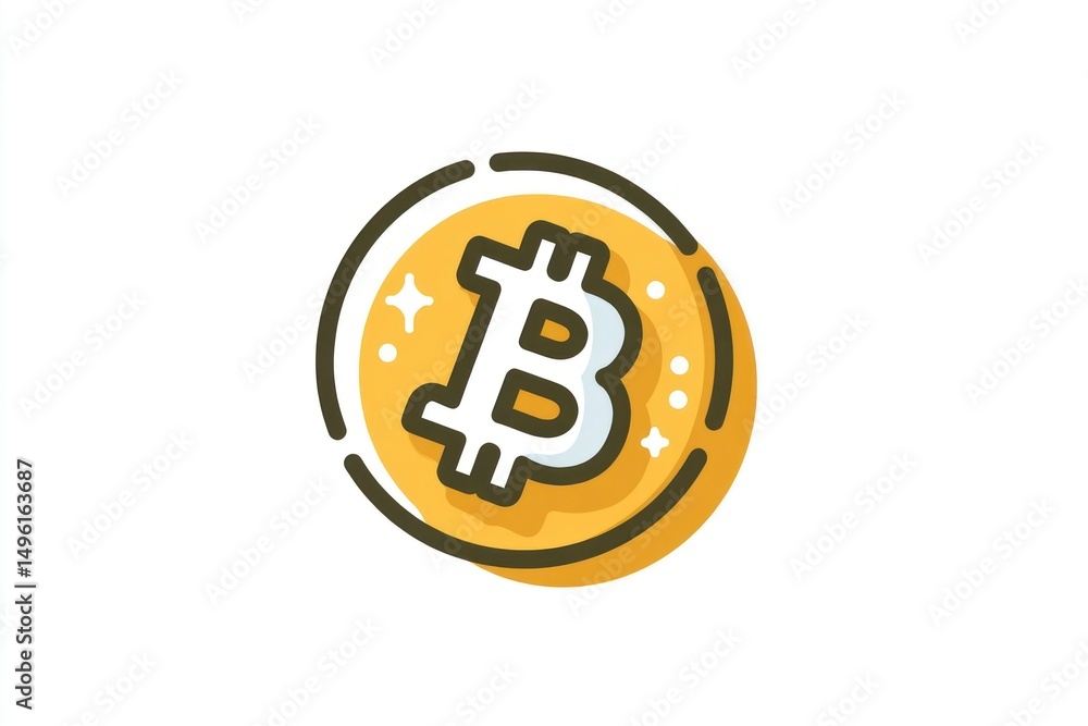 Poster cryptocurrency coin icon with sparkling effects for digital finance and blockchain technology