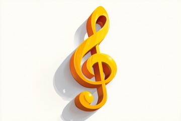 Vibrant 3D Treble Clef Symbol in Orange and Yellow Ideal for Music Themes Design Elements an