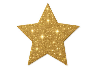 Bright golden star sparkling on a transparent background, perfect for festive designs and holiday projects