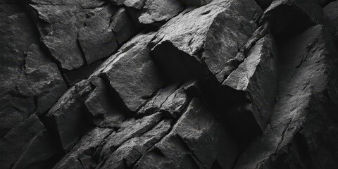 Close up of rugged dark natural rock texture surface