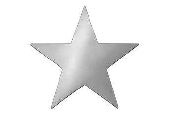 Obraz premium Brushed metal five-pointed star isolated on transparent background, perfect for graphic design projects
