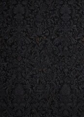 Intricate black damask wallpaper; seamless floral gothic vines , luxury, illustration