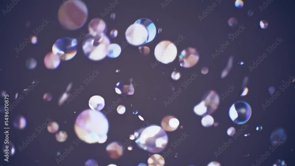 Poster iridescent soap bubbles drifting softly against dark purple surface, generating ethereal dreamscape 