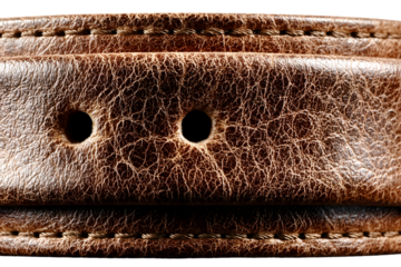 Closeup of Brown Leather Texture with Stitching and Holes
