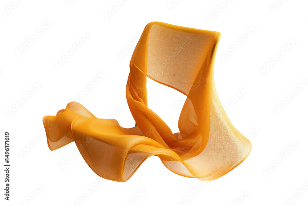 Aufkleber flowing orange sheer fabric on a transparent background vector, creating a dynamic and elegant texti