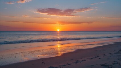 Fototapeta premium Amazing beach sunset with endless horizon