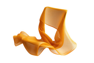 Flowing orange sheer fabric on a transparent background vector, creating a dynamic and elegant textile design element for fashion and abstract concepts