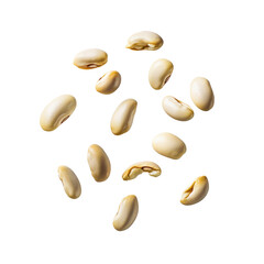 Overhead shot of nutritious lima beans scattered on a black background, showcasing healthy eating and natural food ingredients