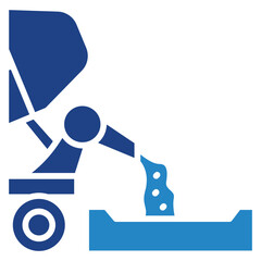 Concrete mini illustration dual tone blue color icon, use for civil engineering, industry, construction, UI, UX kit, app and web development, digital or print.