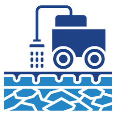 Emulsion bitumen mini illustration dual tone blue color icon, use for civil engineering, industry, construction, UI, UX kit, app and web development, digital or print.