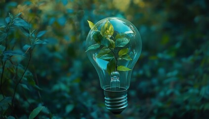 Green Energy: Plant Growing Inside Light Bulb