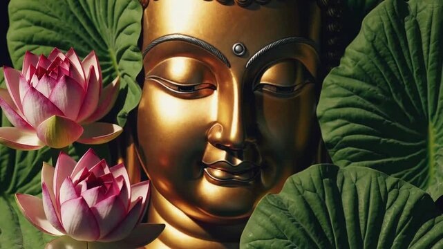 Buddha statue in floral setting