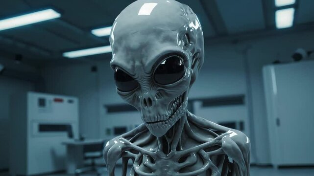 Gray alien inside lab facility