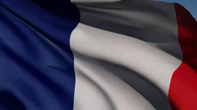 French flag flapping in breeze