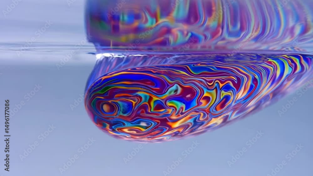 Poster abstract vibrant color pattern under water with swirling details creating an unusual holographic liq