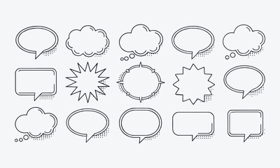 Fototapeta premium hand drawn speech bubbles. Set of Speech Bubble Line in Vector Style on White Background