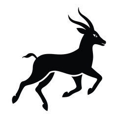 Saiga Antelope in Motion Vector Silhouette on White Background