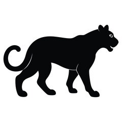 Snow Leopard Prowling Vector Silhouette on White Background