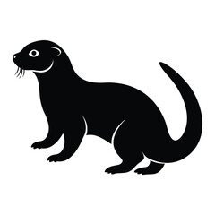 Otter Vector Silhouette on White Background