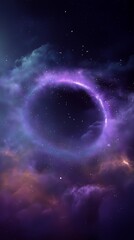 Obraz premium Cosmic Ring: A mesmerizing purple nebula with a glowing ring.