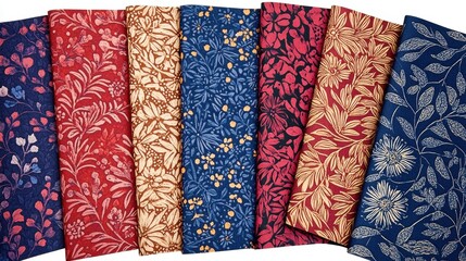 Variety of floral fabric panels in rich autumnal colors.