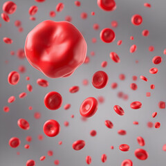 Obraz premium Blood clot and red blood cells transparent background.3D rendering.