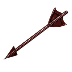 Bold Arrow with a Robust Form in Rich Burgundy Color Isolated on Transparent Background