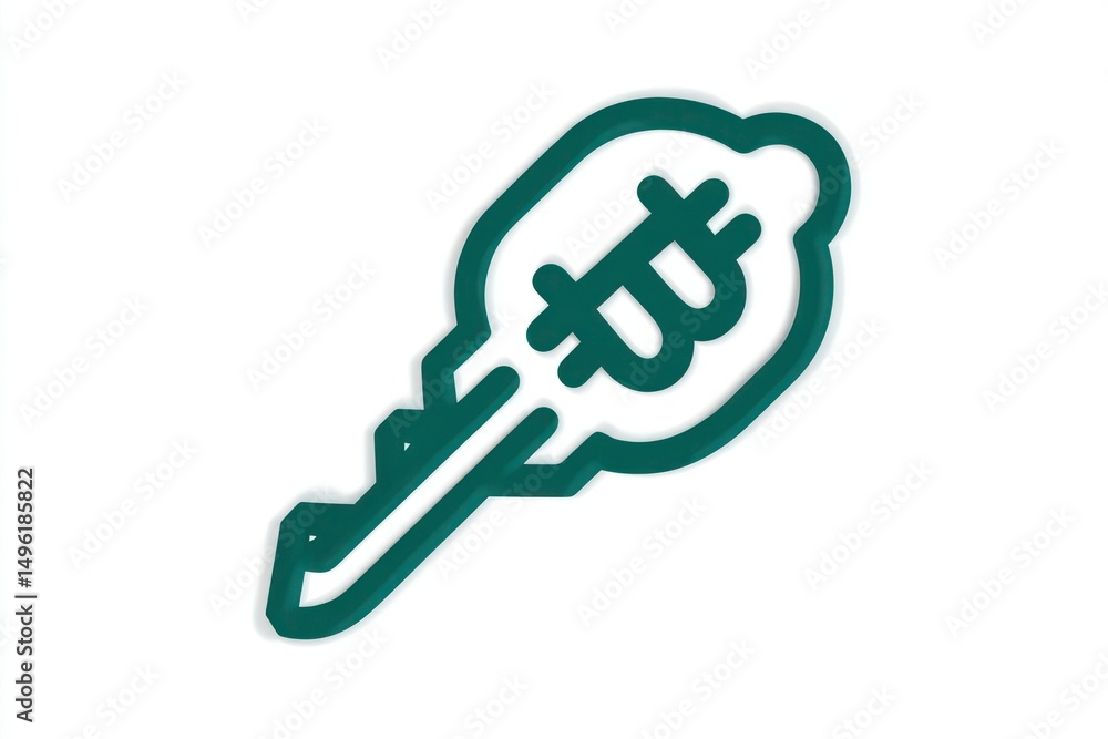 Poster cryptocurrency key icon digital finance security symbol for blockchain and financial transacti