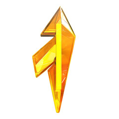 Futuristic Arrow with Angular Facets in Electric Yellow Isolated on Transparent Background