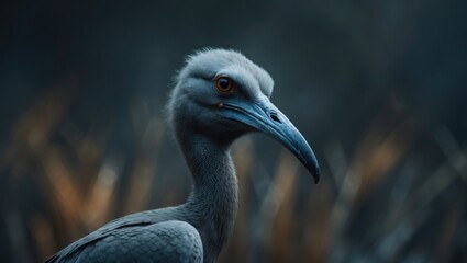 Fototapeta premium Portrait of a hermit ibis with empty space for text.