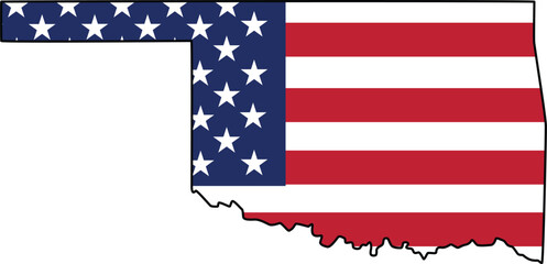 Map of Oklahoma State Design with USA Flag