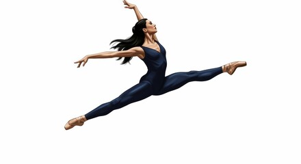 Obraz premium Elegant ballet leap digital artwork on pristine background displaying athleticism