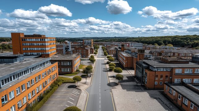 Sunny aerial view of Pontefract Hospital -3 - abstract design seamless background texture