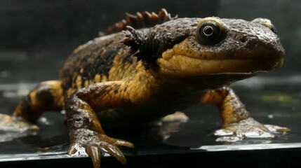 Obraz premium Close-up of a Dark-Colored Amphibian
