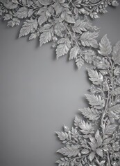 Sparkling silver background, lavish silver lace border with intricate leaf details , opulence, holiday