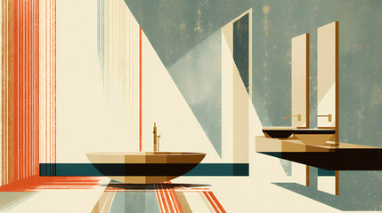 Bathroom interior architecture minimalist style. minimalist. Illustration